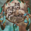 Wolves With Dream Catchers Diamond Paintings
