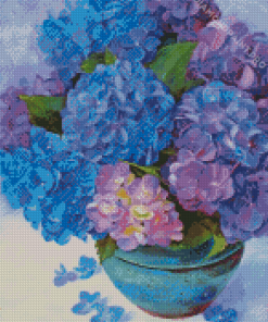 Blue And Purple Flower In Vase Art Diamond Paintings