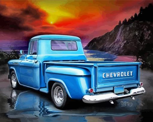 Blue Classic Chevy Truck Diamond Paintings