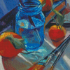 Blue Mason Jar And Oranges Diamond Paintings