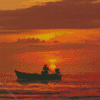 Boat Silhouette Sunset Diamond Paintings