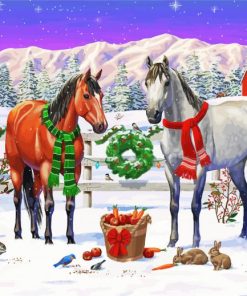 Christmas Horses Art Diamond Paintings