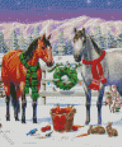 Christmas Horses Art Diamond Paintings