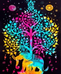 Colorful Elephant Tree Of Life Diamond Paintings