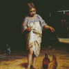 Girl With Chicken In The Barn Diamond Paintings