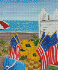 Picnic On The Beach Illustartion Diamond Paintings