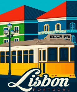 Portugal Lisbon Tram Poster Diamond Paintings