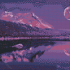 Purple Mountain And Moon Diamond Paintings