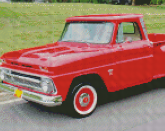 Red 64 Chevy Stepside Truck Diamond Paintings