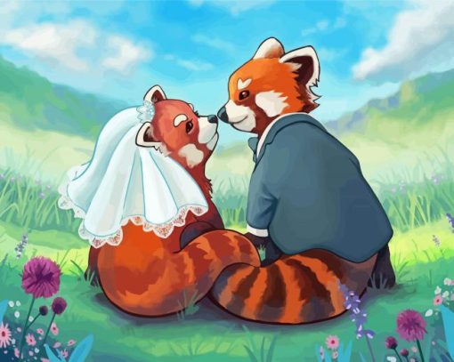Red Panda Couple Diamond Paintings