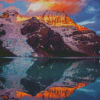 Sunset At Mount Robson Reflection Diamond Paintings