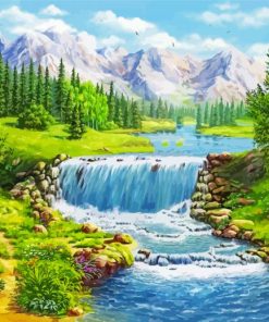 Water Streams Landscape Art Diamond Paintings