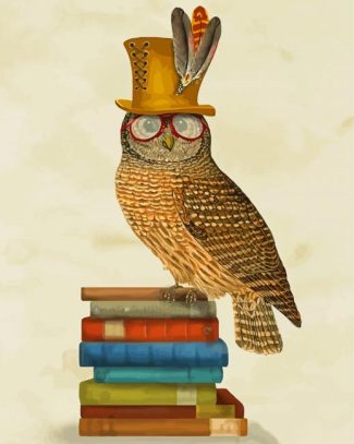 Wise Owl Bird On Books Diamond Paintings