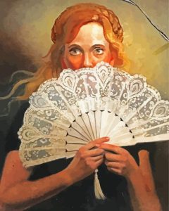 Woman With Hand Fan Art Diamond Paintings