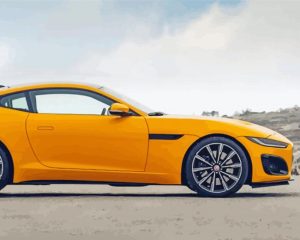 Yellow Jaguar F Type Car Diamond Paintings