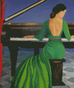 Aesthetic Lady And Her Piano Diamond Paintings