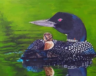 Aesthetic Loon And Baby Diamond Paintings