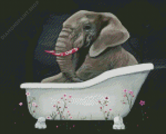 Aesthetic Elephant In A Bathtub Diamond Paintings