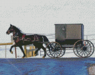 Amish Buggy In Snow Diamond Paintings