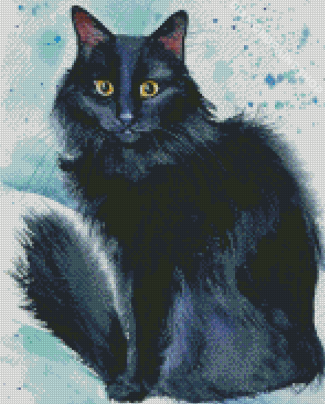 Black Fluffy Kitty Diamond Paintings
