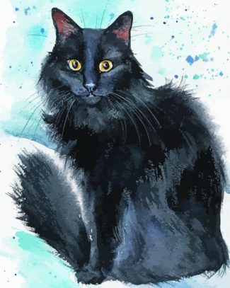 Black Fluffy Kitty Diamond Paintings