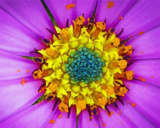 Close Up Purple Yellow Flower Diamond Paintings