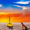 Dog With Yellow Guitar Diamond Paintings