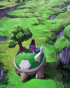 Girl On Torterra Art Diamond Paintings