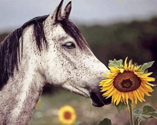 Head Horse With Sunflowers Diamond Paintings