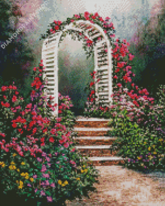 Archway With Flowers Diamond Paintings