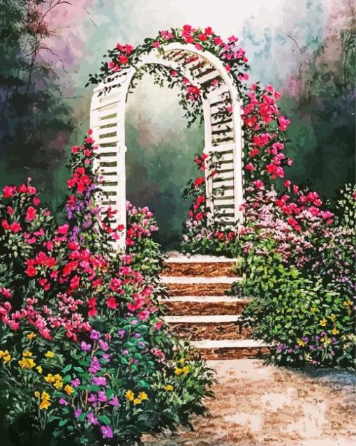 Archway With Flowers Diamond Paintings