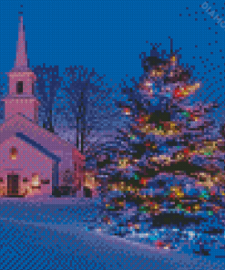 Christmas Church Tree Diamond Paintings