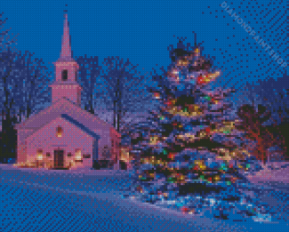 Christmas Church Tree Diamond Paintings