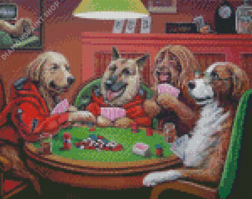 Dogs Playin Cards Diamond Paintings