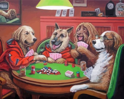 Dogs Playin Cards Diamond Paintings