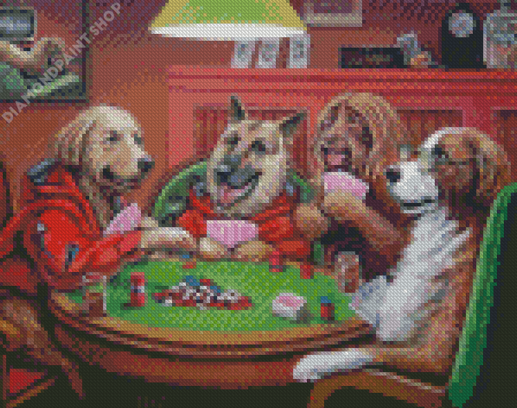 Dogs Playin Cards - Diamond Paintings 