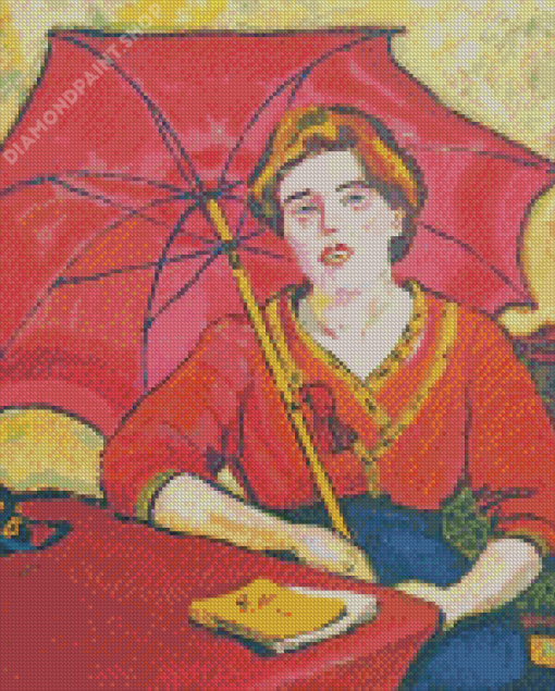 Girl In Red With A Parasol Max Pechstein Diamond Paintings