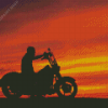 Harley Driving Into Sunset Diamond Paintings