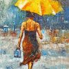 Lady With Yellow Umbrella Abstract Art Diamond Paintings