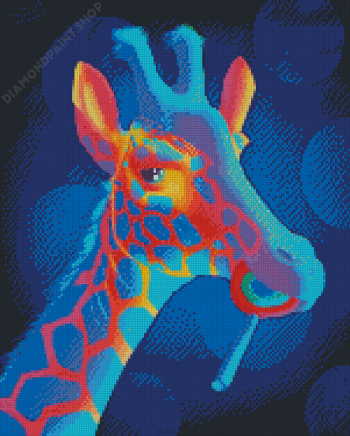 Neon Giraffe Eating Lollipop Diamond Paintings