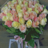 Pink And White Roses Bouquet Diamond Paintings