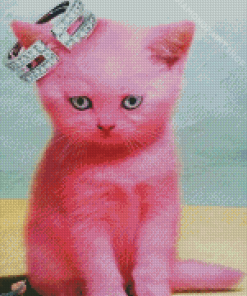 Pink Cat Diamond Paintings