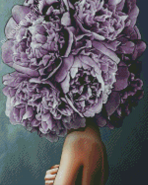 Purple Peonies Lady Diamond Paintings