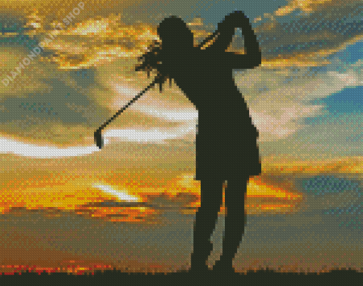 Sport Golf Lady Silhouette Diamond Paintings
