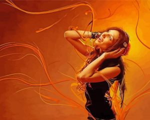 Woman Listening To Music Diamond Paintings