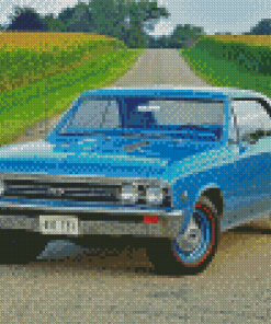 Blue Chevrolet 67 Chevelle Car Diamond Paintings