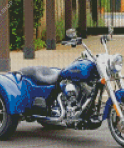 Blue Three Wheeler Harley Davidson Diamond Paintings