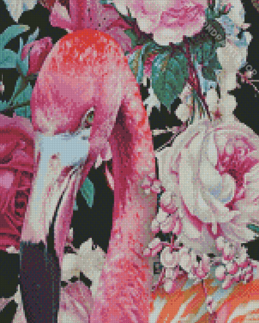 Close Up Flamingo With Rose Diamond Paintings