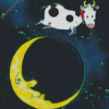 Cute Cow Jumping Over The Moon Art Diamond Paintings