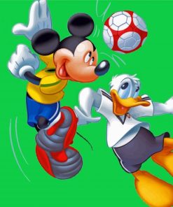 Mickey Mouse And Donald Duck Playing Football Diamond Paintings